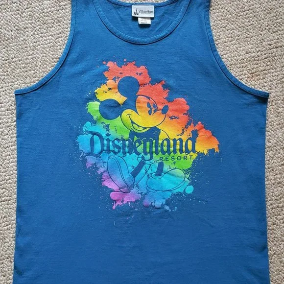 Vintage 1990s Disneyland Resort Mickey Mouse Silkscreened Colorful Tank Top - Picture 2 of 5